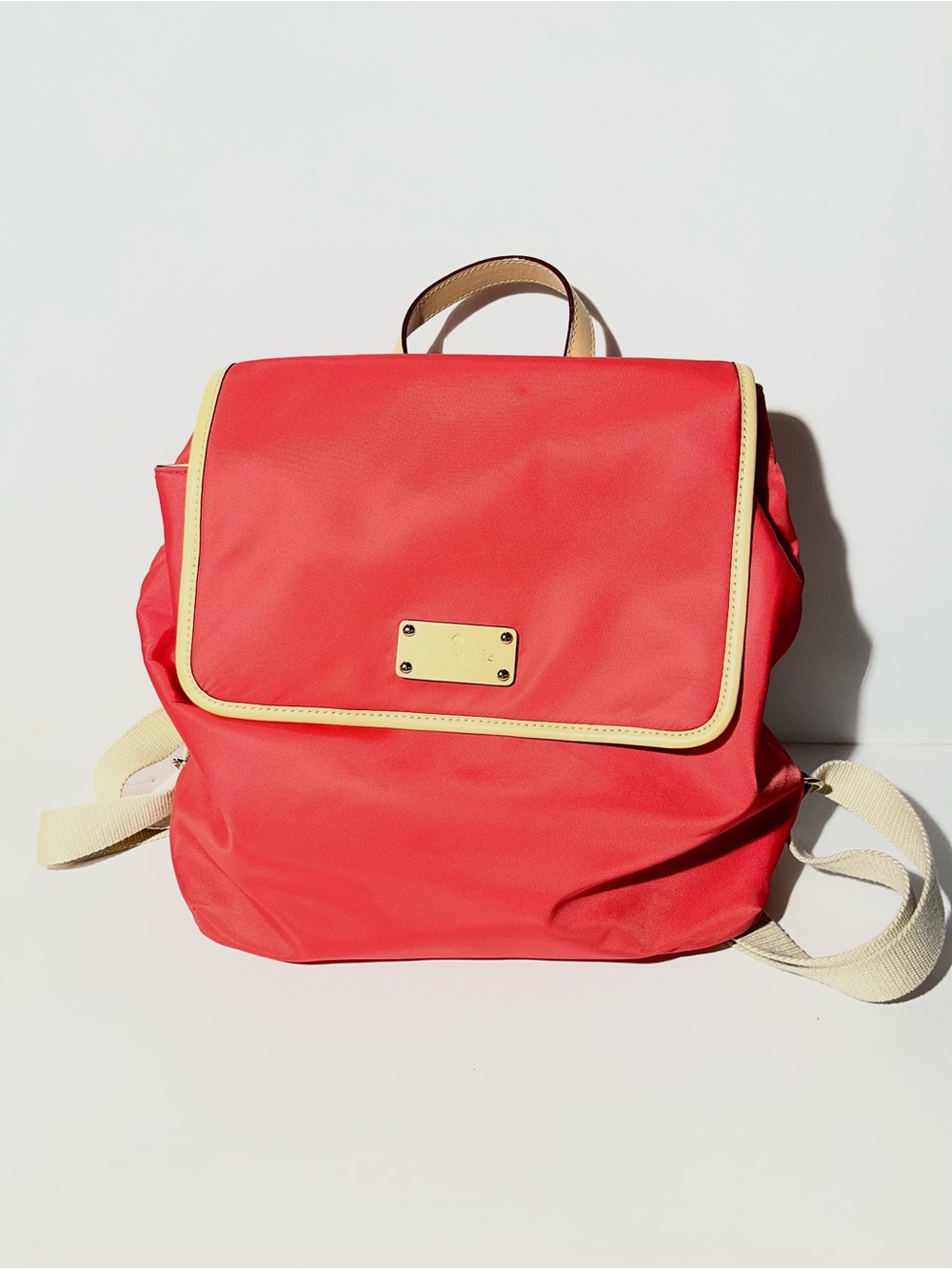 😍 Kate Spade Coral Red Backpack with Cream Trim